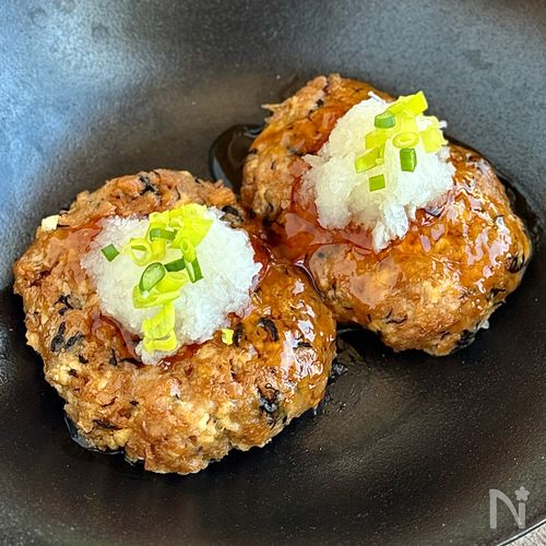 レンジで簡単〖豆腐ひじきハンバーグ〗混ぜてチンで絶品♡