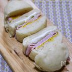 もっちり白パンで作る「ロースハムとクリームチースのサンド」
