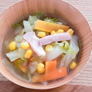 ミルクの作ってみた!投稿(【キャベツとハムのとろ旨洋風スープ】キャベツが甘い♡)