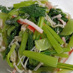 ぽぽペの作ってみた!投稿(レンジで5分！【小松菜とえのきの旨塩中華和え】腸活にも◎)