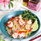 香り高いレッドガムハニーで夏野菜とエビのエスニック風春雨