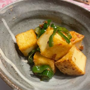 道子おばあちゃんの作ってみた!投稿(ヘルシー和食のお惣菜😘厚揚げとピーマンの生姜おかか和え🥗)