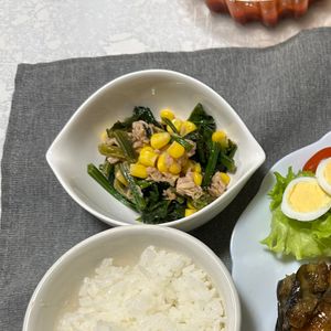 ちーさんの作ってみた!投稿(栄養満点♪ほうれん草とコーンのツナナムル)