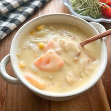 ルウ不要！豆乳コーンクリームシチュー【なめらか仕上げ♡】
