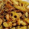 猫の作ってみた!投稿(鶏肉と根菜の《こってり甘辛♡にんにく炒め》)