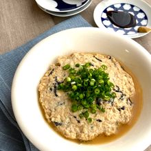 レンジで簡単！ひき肉と豆腐の皿蒸し