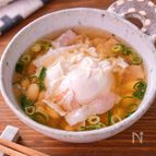 【大豆とベーコンとたまごのスープ】落とし卵で食べ応え◎