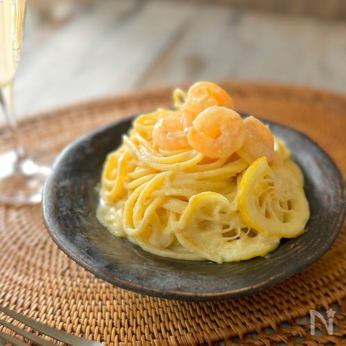 ワンパン!エビのレモンクリームパスタ