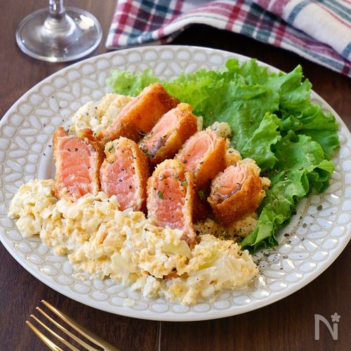 【サーモンレアかつ】冷凍でOK！失敗なしレンチンタルタルと♪