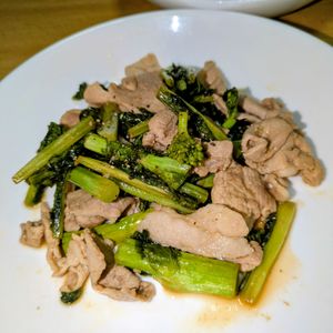 joe sanの作ってみた!投稿(豚こまと菜の花のぽん酢炒め)