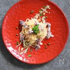 ホタルイカの豆乳味噌クリーム山椒パスタ