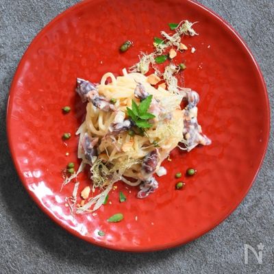ホタルイカの豆乳味噌クリーム山椒パスタ