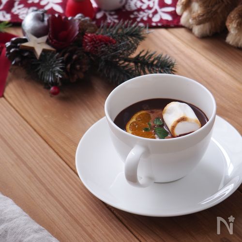 きび砂糖で【みかんとホットチョコミルク】