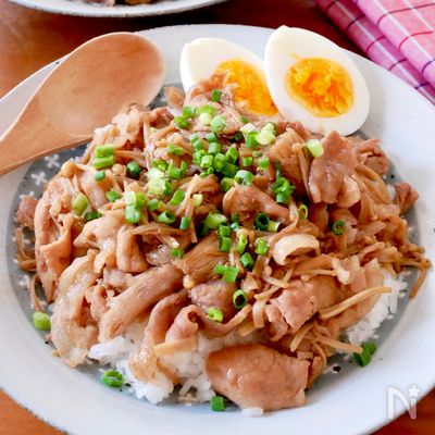 【豚こまとえのきのお手軽ルーローハン】豚こまで節約！
