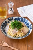 【保存版】豚バラと大葉の和風パスタ｜味付けうどんスープ1つ♪