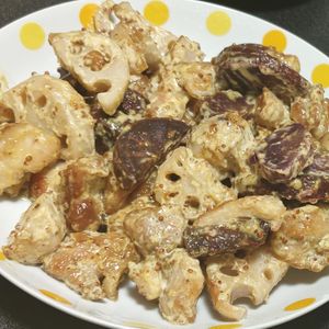 603650の作ってみた!投稿(【さつまいも鶏れんこんハニマヨマスタード】ソースがやみつき◎)