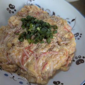 花月雨音🪷の作ってみた!投稿(材料３つで！【ふわとろ♡かに玉あんかけごはん】)
