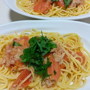 marine55の作ってみた!投稿(【簡単♪フレッシュトマトとツナのパスタ】大葉をのせて爽やかに)