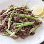 夏らしいさっぱりおかず♡牛こまとアスパラのレモンマヨソテー