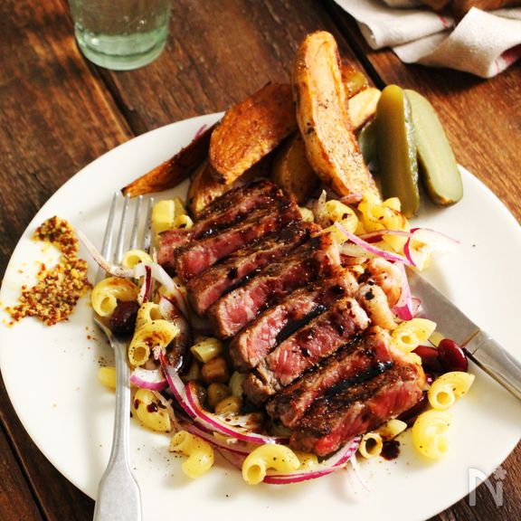 めんつゆで作る！簡単ごちそうステーキパスタ