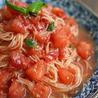 『完熟トマトのカッペリーニ』混ぜるだけ！お手軽本格冷製パスタ