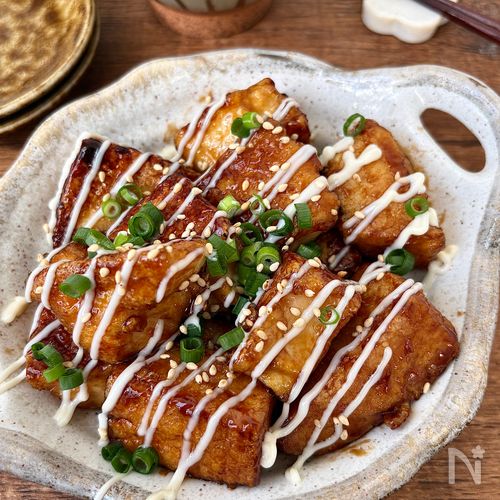 簡単5分!【ちぎり厚揚げの甘酢マヨ焼き】あと一品にぴったり♪
