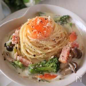 野菜たっぷり！つゆだくカルボナーラ
