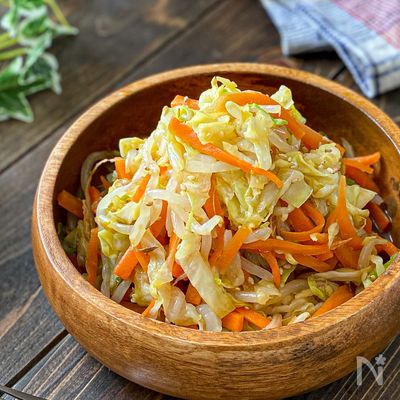【レンジで即席！】キャベツとにんじんともやしの簡単サラダ