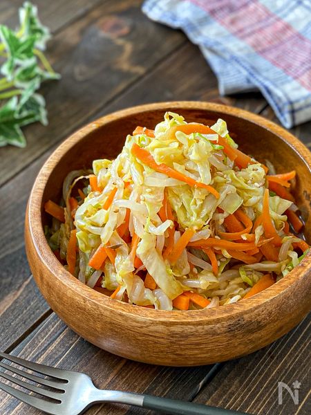 【レンジで即席！】キャベツとにんじんともやしの簡単サラダ