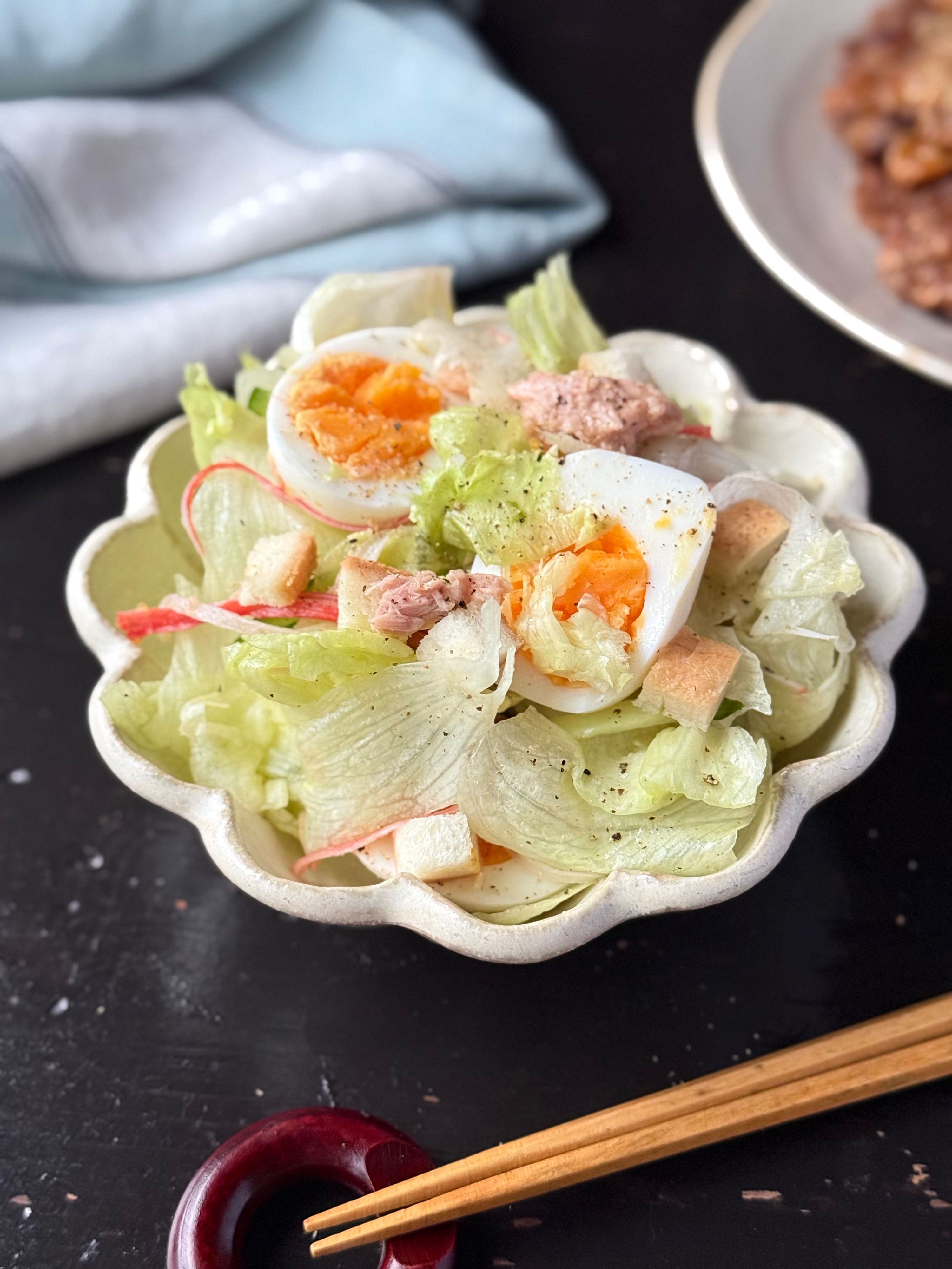 カニサラダ 半熟卵のレタスカニカマサラダ】節約/あとひと品 | レシピサイトNadia