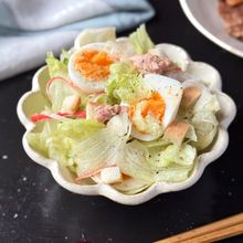 【半熟卵のレタスカニカマサラダ】節約/あとひと品