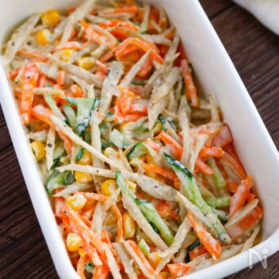 ごぼうと人参のシーザー風サラダ【レンジで簡単♪】