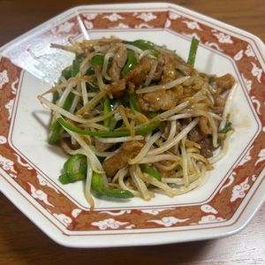 こむぎの作ってみた!投稿(行列の中華屋さんの🍚シャキシャキ大盛りもやしの青椒肉絲🤩)