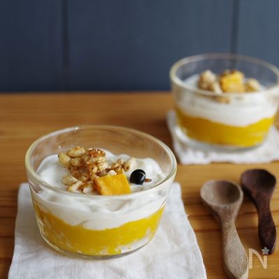 かぼちゃとヨーグルトのグラスデザート