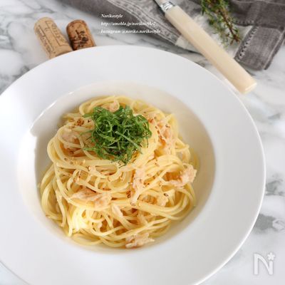 貝柱のバターしょう油パスタ