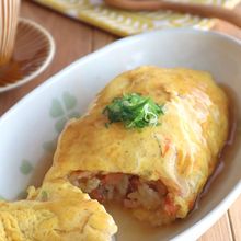 休日ランチに♪かに玉あんかけオムライス