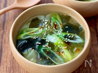 ゆるりと腸活♩わかめと長ネギのうま塩スープ