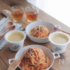 親子で美味しい！レンジで完成♪ラクちんナポリナーラとコーンスープ
