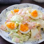 ドレッシングが絶品！キャベツとハム卵のオイマヨ粒マスサラダ