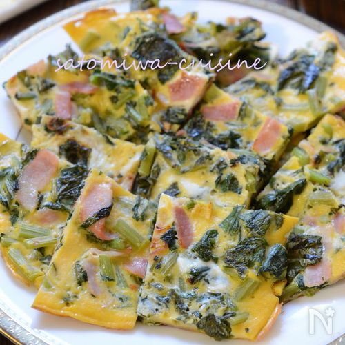 【大根菜とベーコンの卵焼き】子供も食べやすく簡単おいしい!