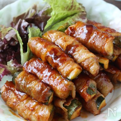 【ズッキーニの肉巻き】甘辛ケチャップ味でご飯進む!