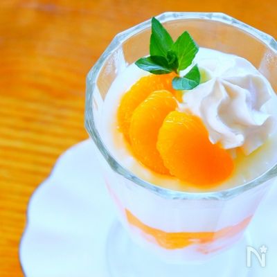 ゼラチン不要！かんたんぷるぷる牛乳みかんプリン