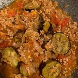 じんじゃーの作ってみた!投稿(【なすのボロネーゼ風炒め】洋風夏野菜おかず☆)