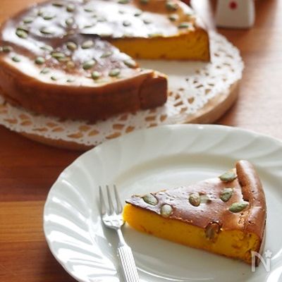 プロセスチーズで！混ぜるだけ。パンプキンチーズケーキ
