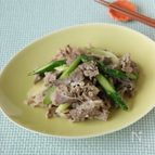 【下味調理】牛肉とアスパラのうま塩炒め