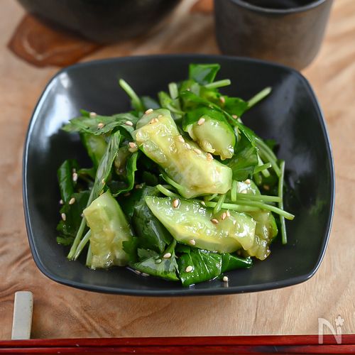 火を使わないでぱぱっと作れる！きゅうりと三つ葉の中華和え