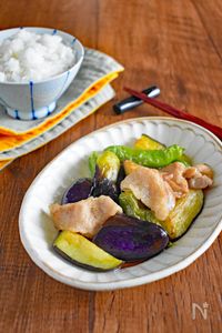 豚ばらなすとししとうのさっぱり香り炒め