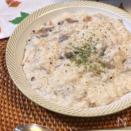 市販のパスタソースで♡簡単きのこクリームリゾット