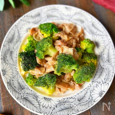 豚バラ肉とブロッコリーのガリマヨ炒め