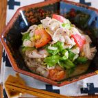 超特急おかず♪『豚しゃぶとレタスのネギ塩トマトだれ』